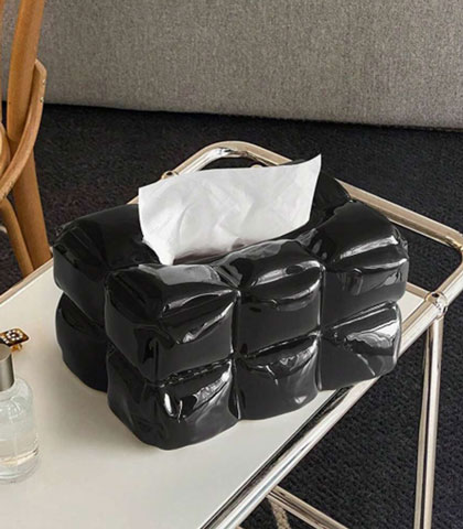 Black Quilted Ceramic Tissue Box — HK Design Lebanon