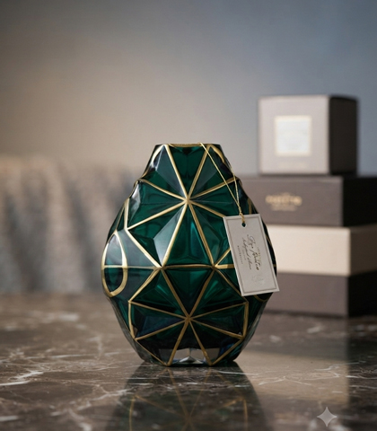 Green & Gold Glass Vase — HK Design Lebanon
