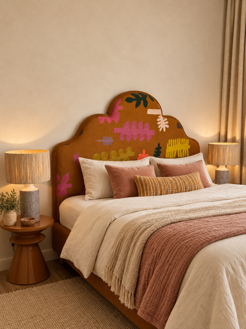 Capucine upholstered bed, Rêverie French-inspired collection at HK Design Lebanon