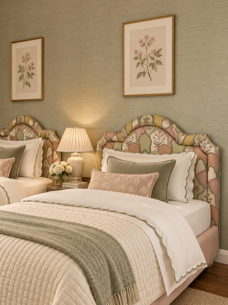 Églantine upholstered bed, Rêverie French-inspired collection at HK Design Lebanon