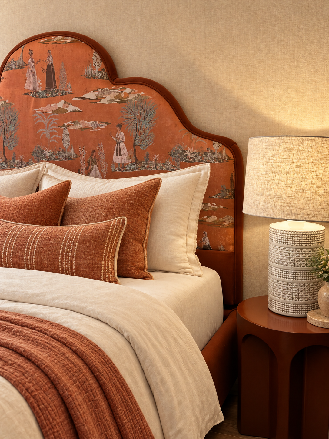 Joséphine detail upholstered bed, Rêverie French-inspired collection at HK Design Lebanon